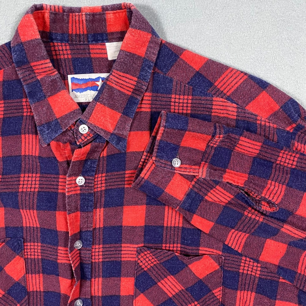 Vintage American Edition Mens XL Tall Buffalo Check Flannel Shirt Plaid USA Made